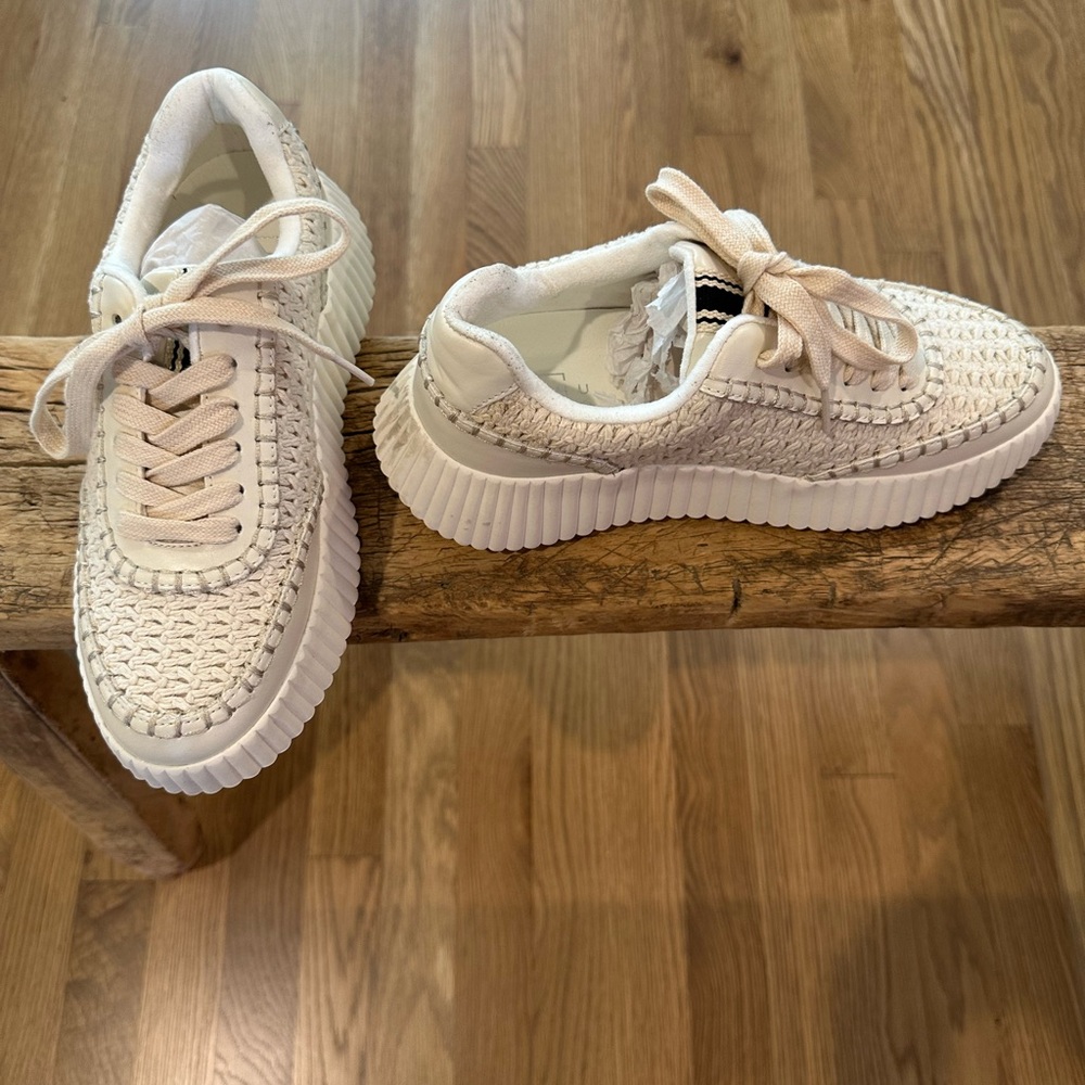 SHUSHOP Selina Bone Woven Platform Sneakers // NIB Size 6